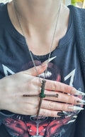 Coffin nail cross necklace