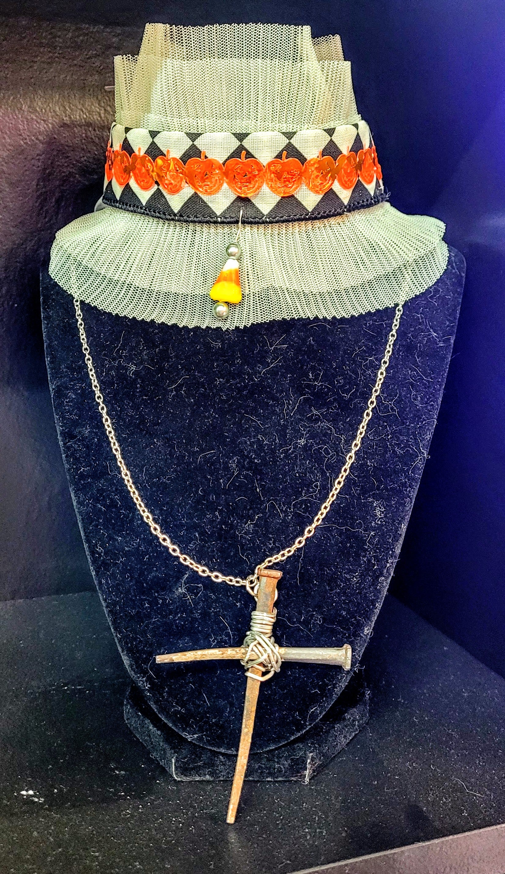 Coffin nail cross necklace